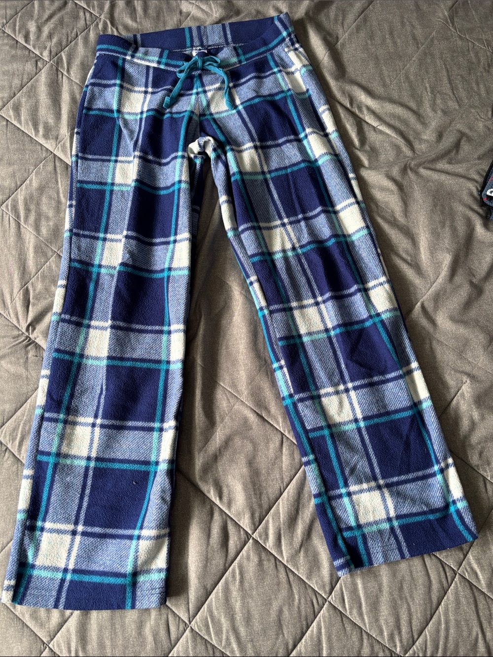 Old Navy Navy, White & Teal Plaid Fleece Pajama Pants